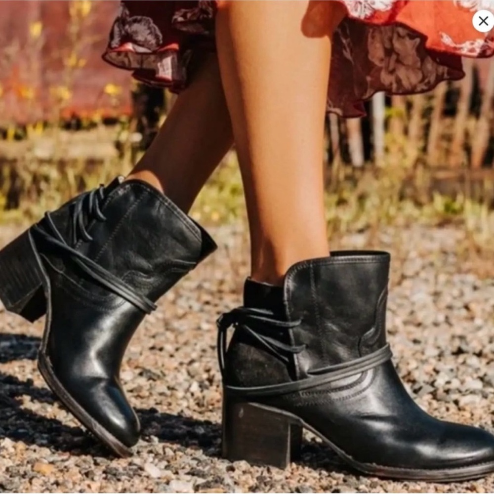 Freebird by Steven Black Ankle Booties with Chunky Heel